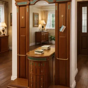 Mueble Recibidor Clásico con Espejo y Cajones en Madera Maciza