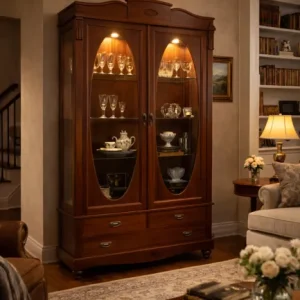 Vitrina clásica de puertas acristaladas en madera de Haya